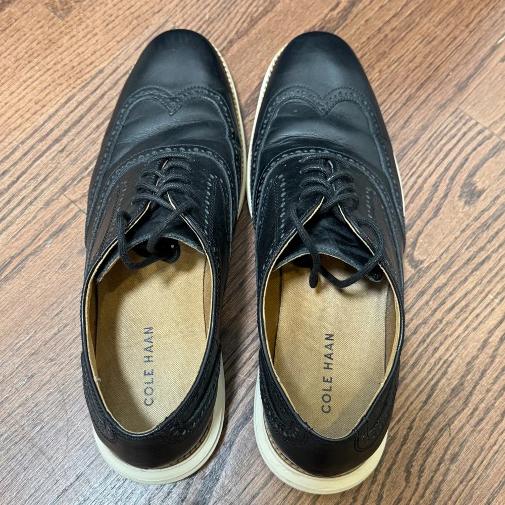 Cole Haan OriginalGrand Wingtip Oxford II Black Ivory Leather Mens 11 M C21130